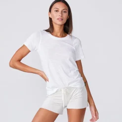 Tees*MONROW Textured Tri-Blend Fitted Crew Neck Tee WHITE