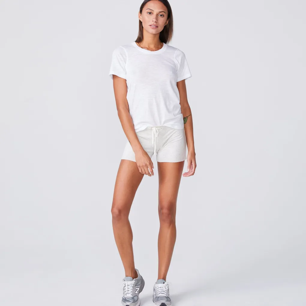 Tees*MONROW Textured Tri-Blend Fitted Crew Neck Tee WHITE
