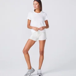 Tees*MONROW Textured Tri-Blend Fitted Crew Neck Tee WHITE