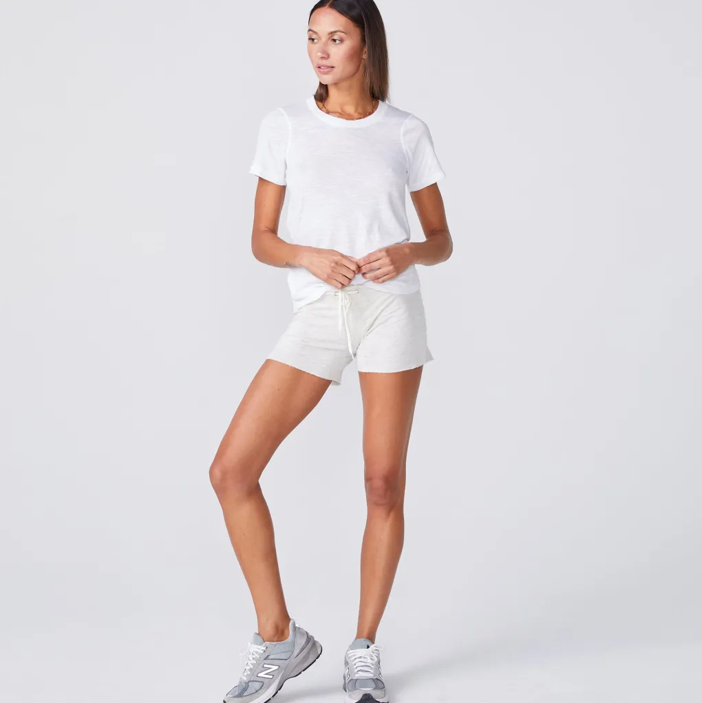 Tees*MONROW Textured Tri-Blend Fitted Crew Neck Tee WHITE