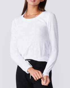 Long Sleeve|Tees*MONROW Textured Tri-Blend Fitted Long Sleeve Crew WHITE