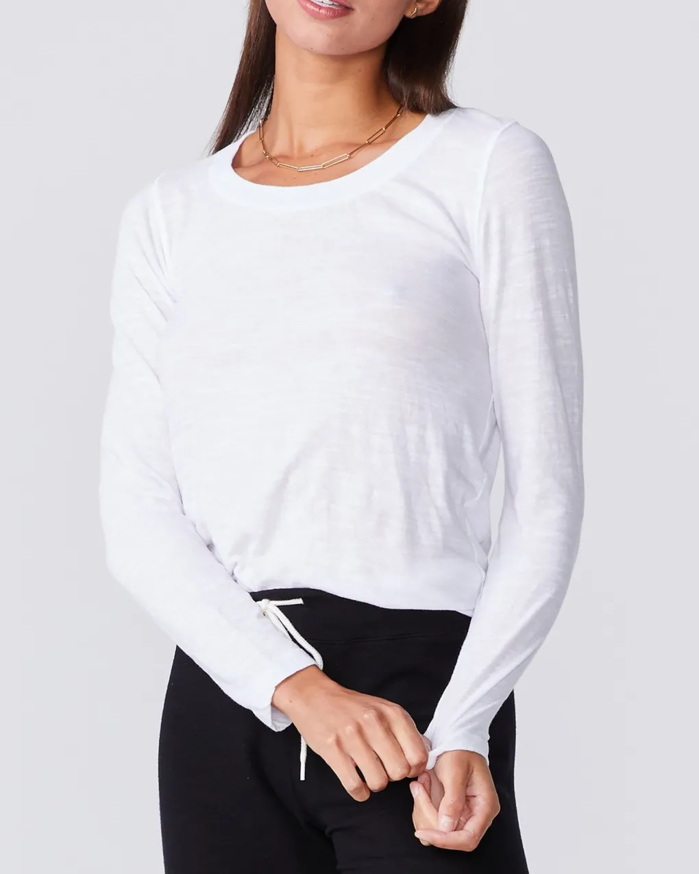 Long Sleeve|Tees*MONROW Textured Tri-Blend Fitted Long Sleeve Crew WHITE