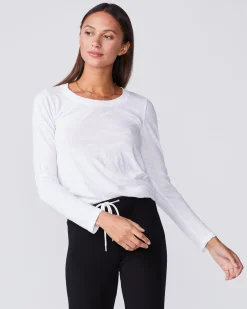 Long Sleeve|Tees*MONROW Textured Tri-Blend Fitted Long Sleeve Crew WHITE