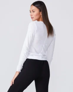 Long Sleeve|Tees*MONROW Textured Tri-Blend Fitted Long Sleeve Crew WHITE