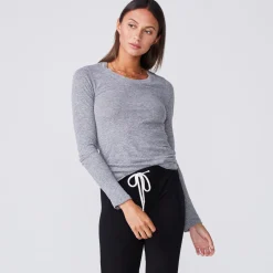 Long Sleeve|Tees*MONROW Textured Tri-Blend Fitted Long Sleeve Crew GRANITE