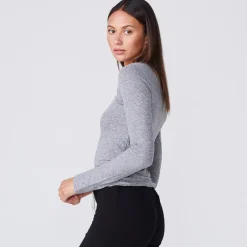 Long Sleeve|Tees*MONROW Textured Tri-Blend Fitted Long Sleeve Crew GRANITE