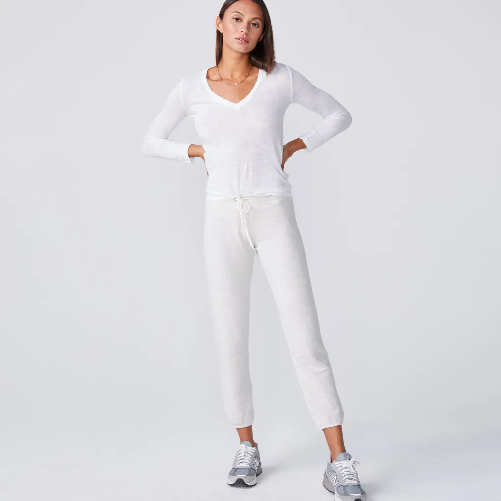 Long Sleeve|Tees*MONROW Textured Tri-Blend Fitted Long Sleeve V Neck Tee WHITE