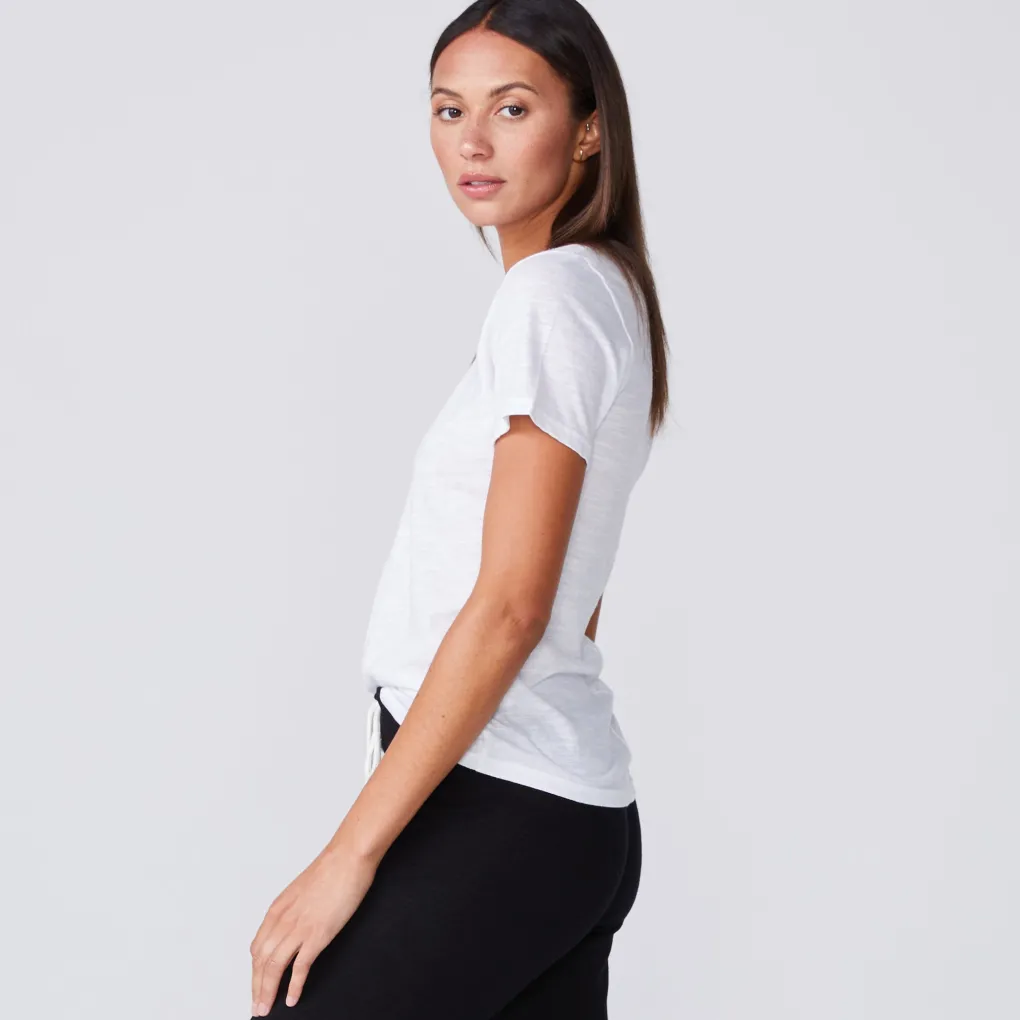 Tees*MONROW Textured Tri Blend Fitted V Neck Tee - Color WHITE