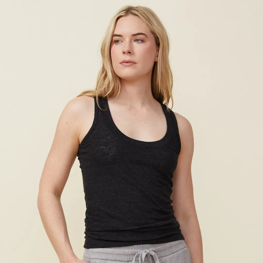 Tanks*MONROW Textured Tri Blend Narrow Tank - BLACK