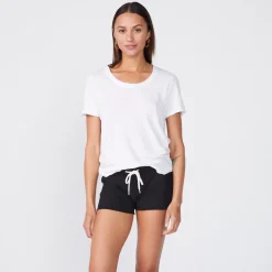 Tees*MONROW Textured Tri-Blend Relaxed Crew Neck Tee WHITE