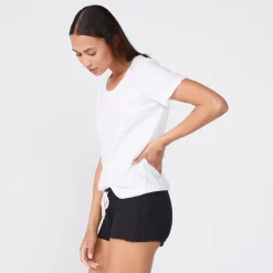 Tees*MONROW Textured Tri-Blend Relaxed Crew Neck Tee WHITE