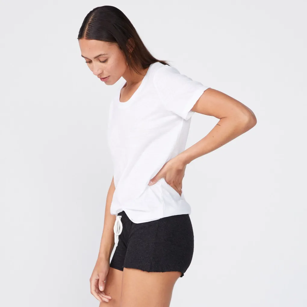 Tees*MONROW Textured Tri-Blend Relaxed Crew Neck Tee WHITE