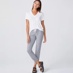 Tees*MONROW Textured Tri-blend Relaxed V Neck Tee - Color WHITE