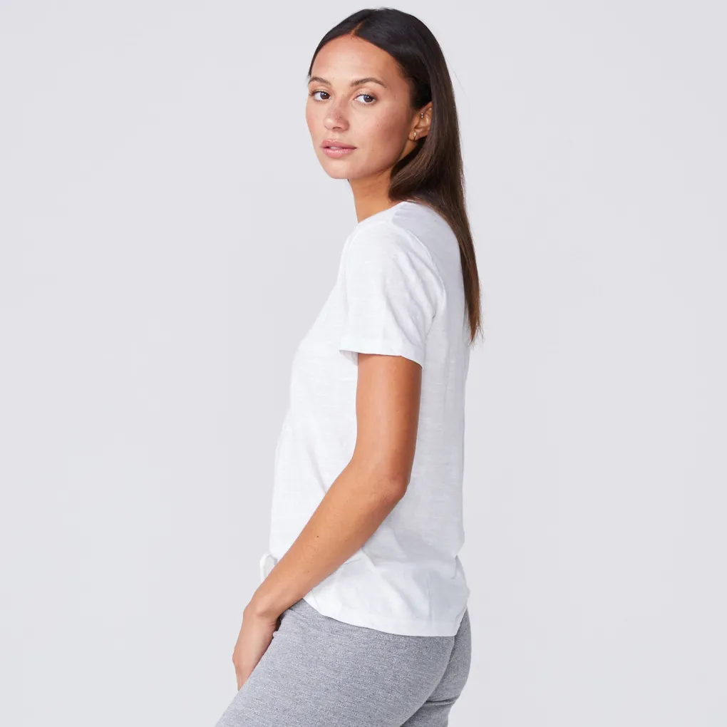 Tees*MONROW Textured Tri-blend Relaxed V Neck Tee - Color WHITE