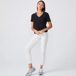 Tees*MONROW Textured Tri Blend Relaxed V Neck Tee - Color BLACK