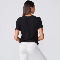 Tees*MONROW Textured Tri Blend Relaxed V Neck Tee - Color BLACK