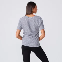 Tees*MONROW Textured Tri Blend Relaxed V Neck Tee - GRANITE