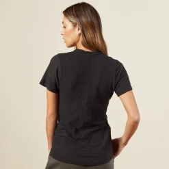 Tees*MONROW Texured Tri Blended Fitted V Neck Tee - BLACK