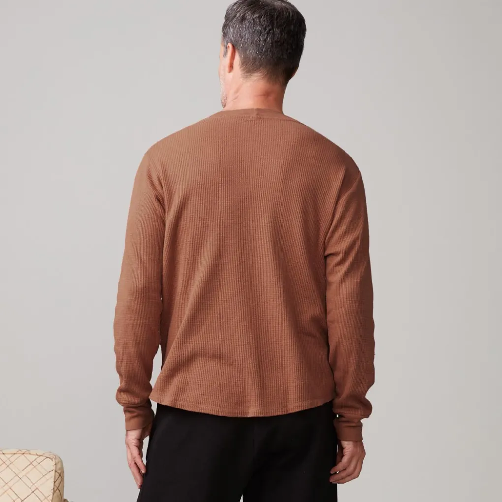 Men's Tops|Mens Sale*MONROW Thermal Long Sleeve Crew CARAMEL