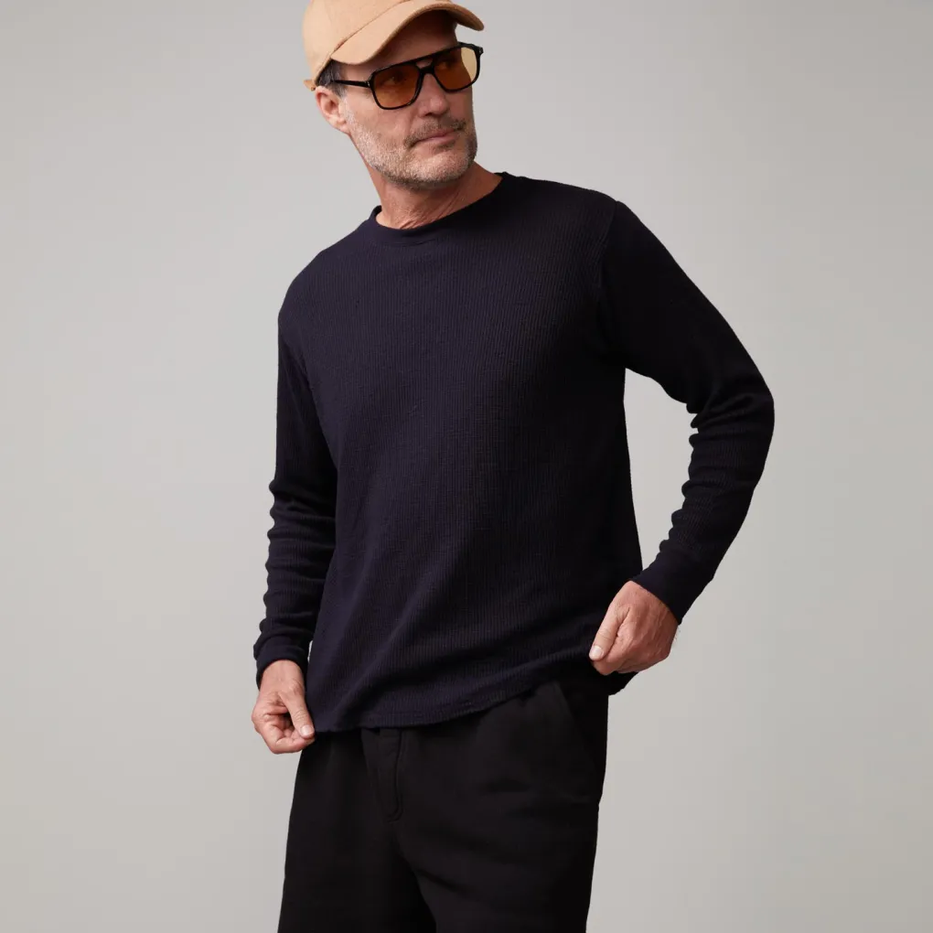 Men's Tops*MONROW Thermal Long Sleeve Crew BLACK