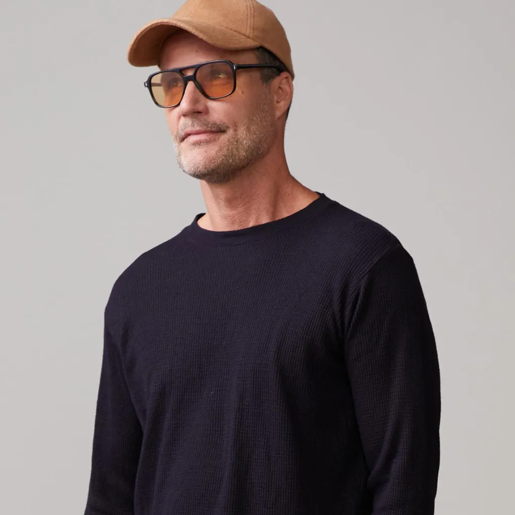 Men's Tops*MONROW Thermal Long Sleeve Crew BLACK