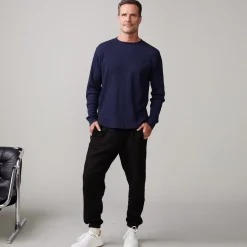Men's Tops*MONROW Thermal Long Sleeve Crew INDIGO