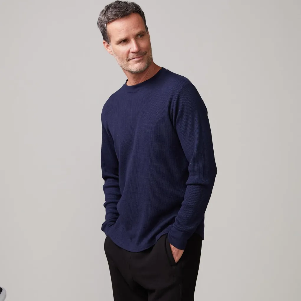 Men's Tops*MONROW Thermal Long Sleeve Crew INDIGO