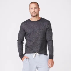 Men's Tops|Mens Sale*MONROW Thermal Long Sleeve Crew BLACK