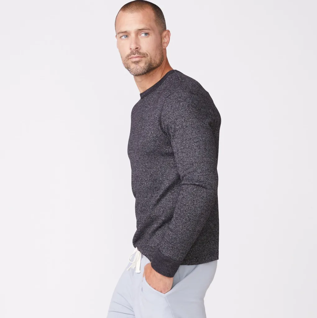 Men's Tops|Mens Sale*MONROW Thermal Long Sleeve Crew BLACK