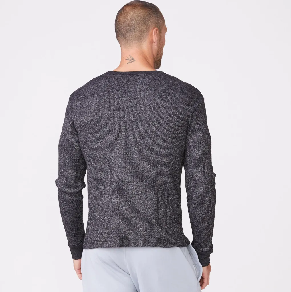 Men's Tops|Mens Sale*MONROW Thermal Long Sleeve Crew BLACK