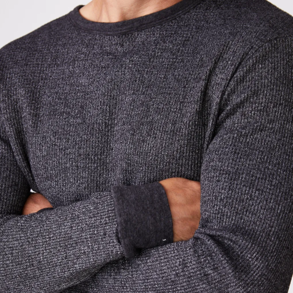 Men's Tops|Mens Sale*MONROW Thermal Long Sleeve Crew BLACK