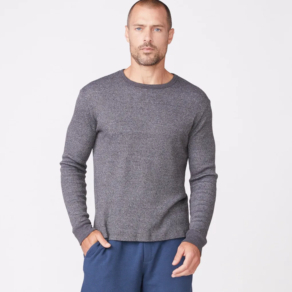 Men's Tops*MONROW Thermal Long Sleeve Crew FADEDBLACK