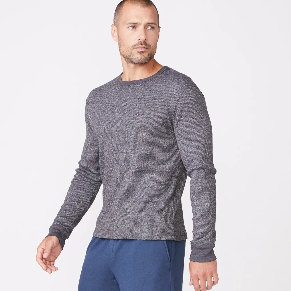 Men's Tops*MONROW Thermal Long Sleeve Crew FADEDBLACK