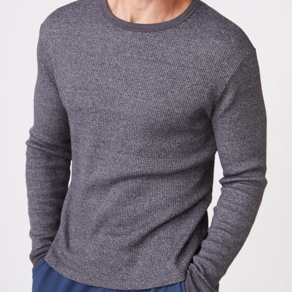 Men's Tops*MONROW Thermal Long Sleeve Crew FADEDBLACK