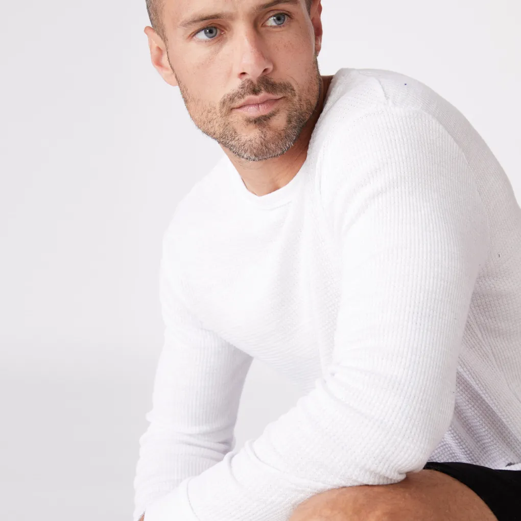 Men's Tops|Mens Sale*MONROW Thermal Long Sleeve Crew WHITE