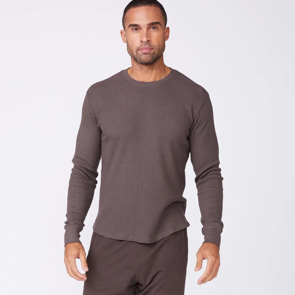 Men's Tops|Mens Sale*MONROW Thermal Long Sleeve Crew COCOA