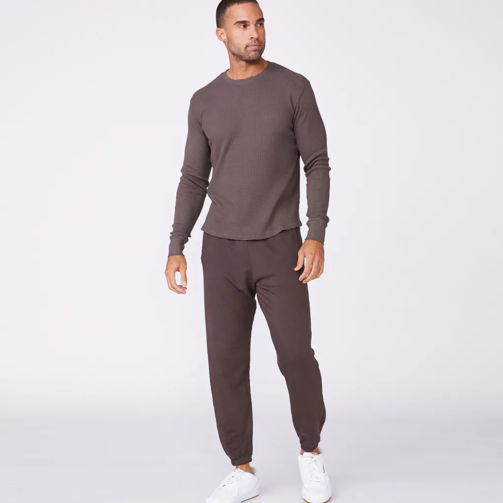 Men's Tops|Mens Sale*MONROW Thermal Long Sleeve Crew COCOA