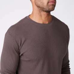 Men's Tops|Mens Sale*MONROW Thermal Long Sleeve Crew COCOA