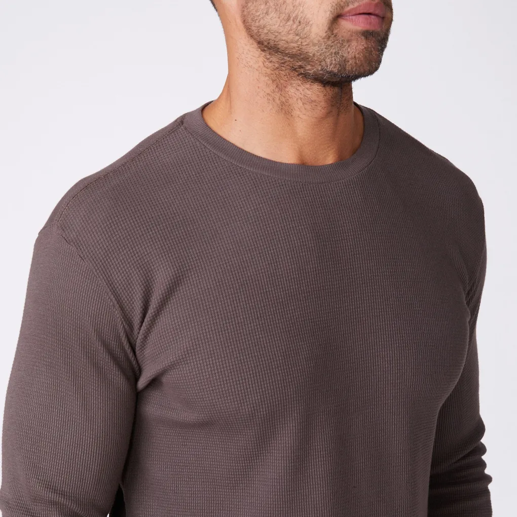 Men's Tops|Mens Sale*MONROW Thermal Long Sleeve Crew COCOA