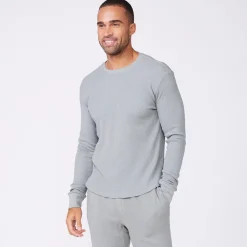 Men's Tops|Mens Sale*MONROW Thermal Long Sleeve Crew GUNMETAL