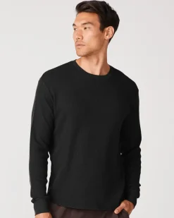 Men's Tops*MONROW Thermal Long Sleeve Crew Neck BLACK