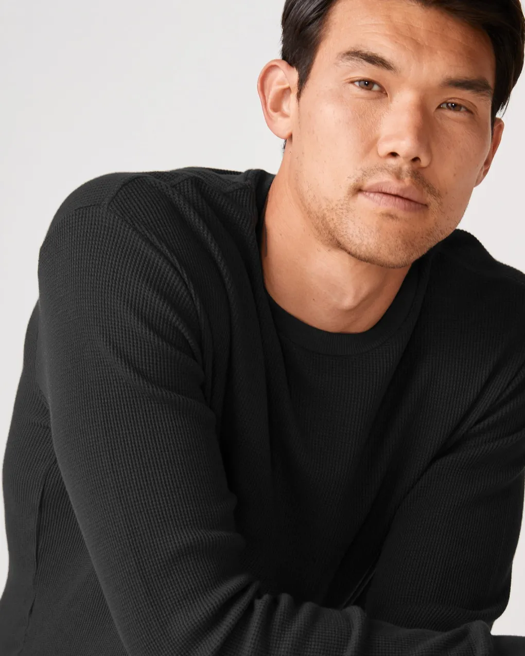 Men's Tops*MONROW Thermal Long Sleeve Crew Neck BLACK