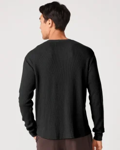 Men's Tops*MONROW Thermal Long Sleeve Crew Neck BLACK