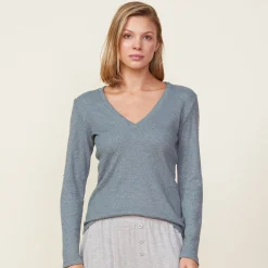 Long Sleeve*MONROW Thermal Long Sleeve V Neck GREENGREY