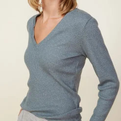 Long Sleeve*MONROW Thermal Long Sleeve V Neck GREENGREY