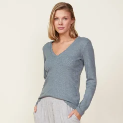 Long Sleeve*MONROW Thermal Long Sleeve V Neck GREENGREY