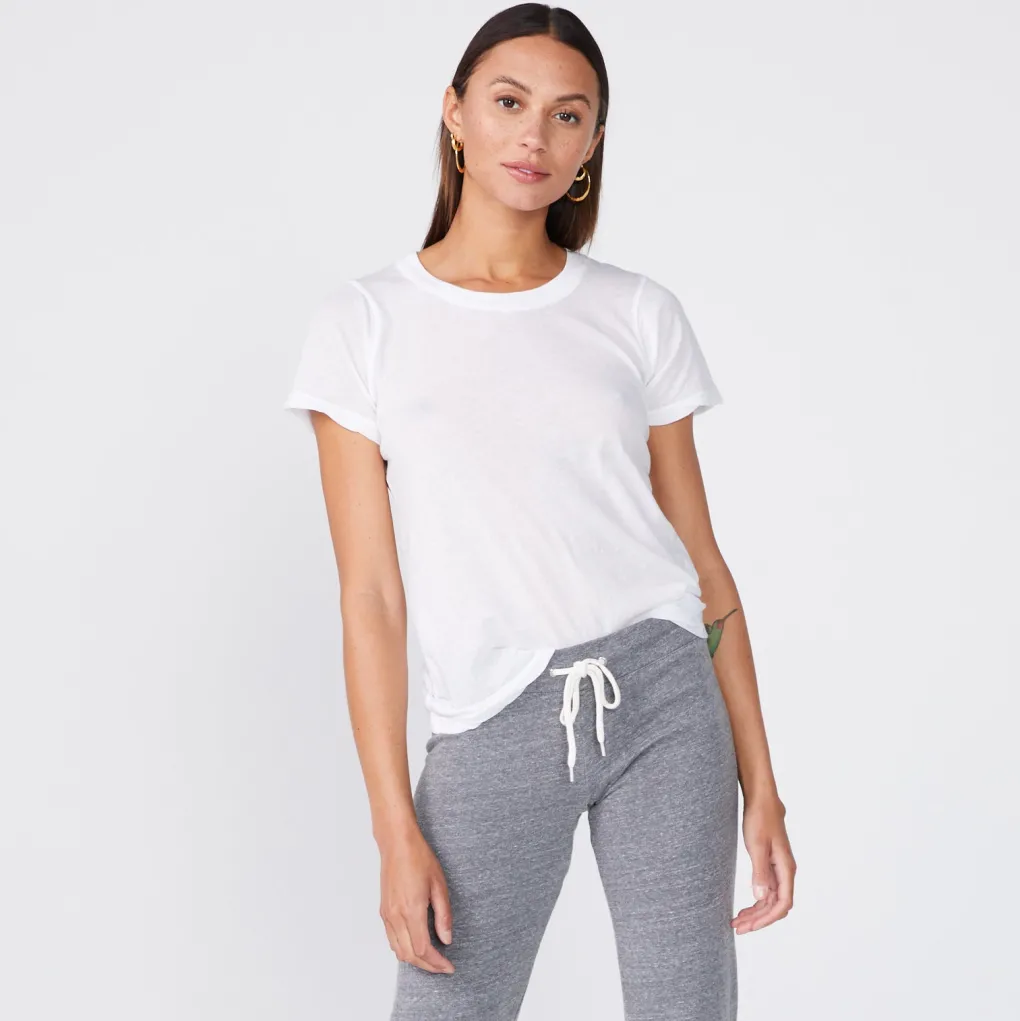 Tees*MONROW Tissue Fitted Crew Neck Tee - Color WHITE
