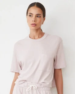 Tees*MONROW Vintage Fleece Pocket Crew CHALKPINK
