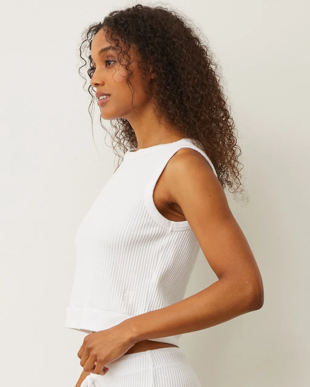 Tanks*MONROW Waffle Boxy Tank WHITE