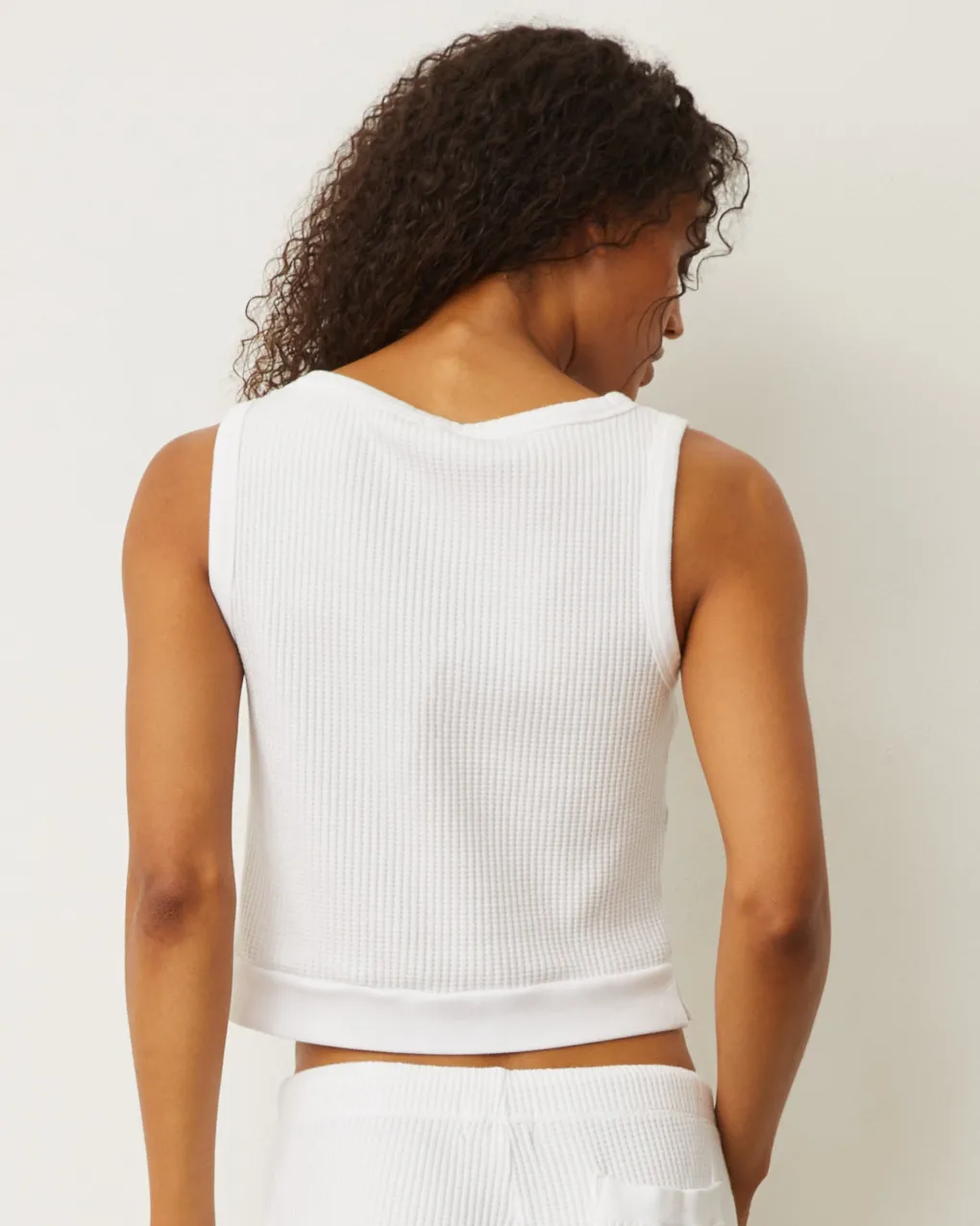 Tanks*MONROW Waffle Boxy Tank WHITE